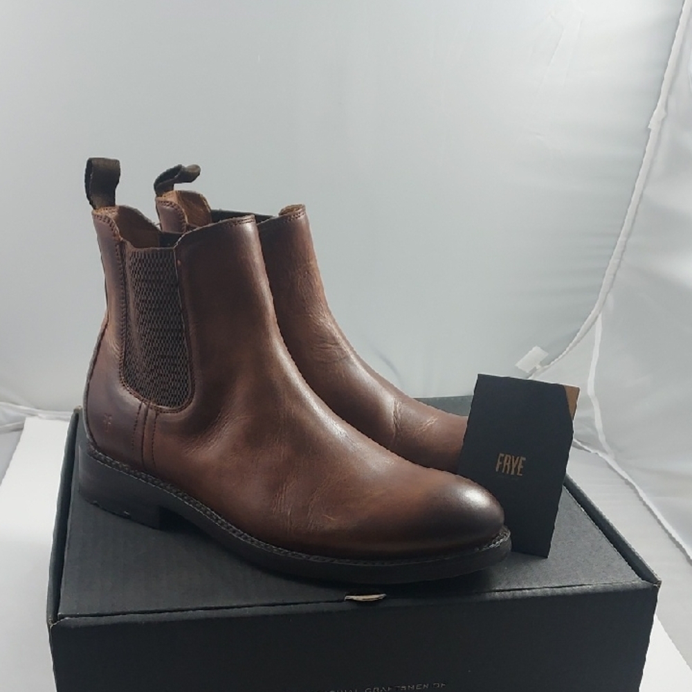 Frye Men's Cognac Leather Bowery Chelsea Boots